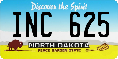 ND license plate INC625