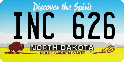 ND license plate INC626