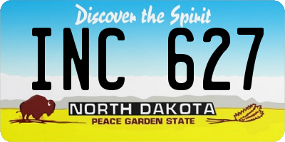 ND license plate INC627