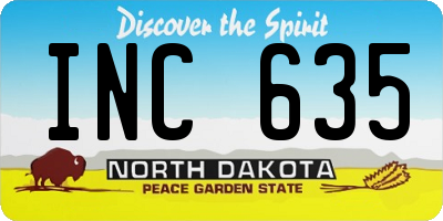 ND license plate INC635