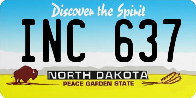 ND license plate INC637