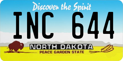 ND license plate INC644