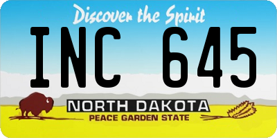 ND license plate INC645