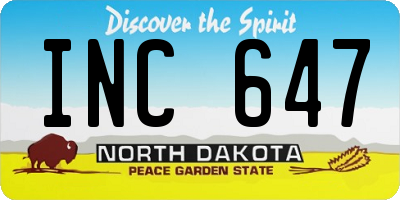 ND license plate INC647