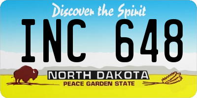 ND license plate INC648