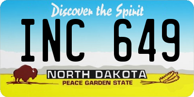 ND license plate INC649
