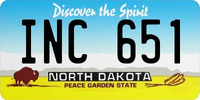 ND license plate INC651