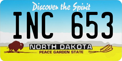 ND license plate INC653