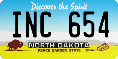 ND license plate INC654