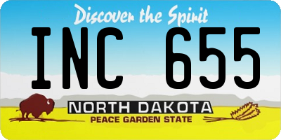 ND license plate INC655