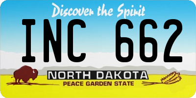 ND license plate INC662