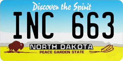 ND license plate INC663