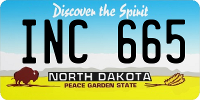 ND license plate INC665