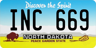 ND license plate INC669