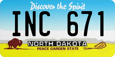 ND license plate INC671