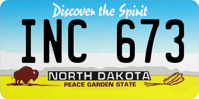 ND license plate INC673