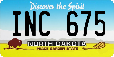 ND license plate INC675