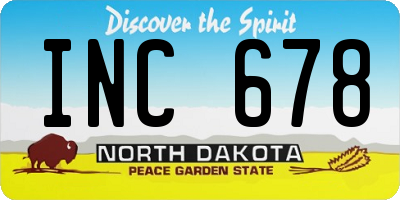 ND license plate INC678