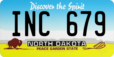 ND license plate INC679