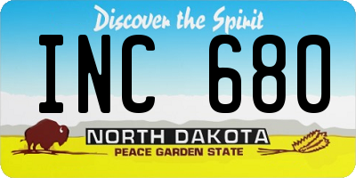 ND license plate INC680