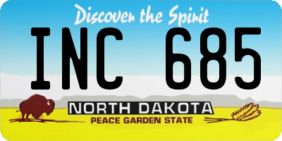 ND license plate INC685