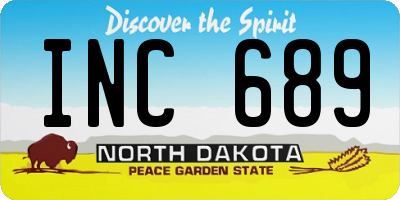 ND license plate INC689