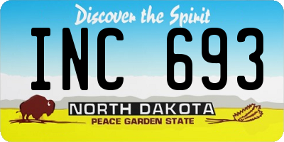 ND license plate INC693