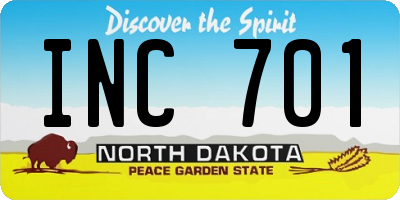 ND license plate INC701