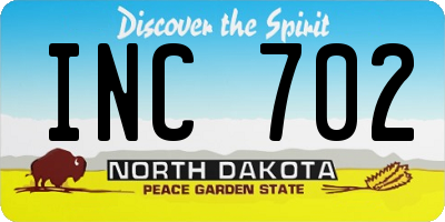 ND license plate INC702
