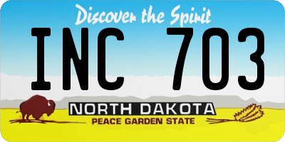 ND license plate INC703