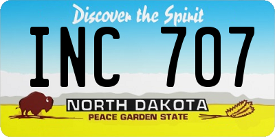 ND license plate INC707