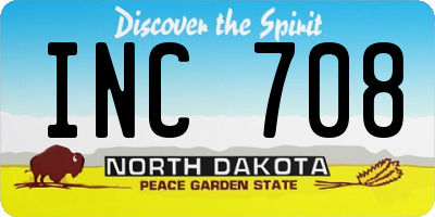 ND license plate INC708