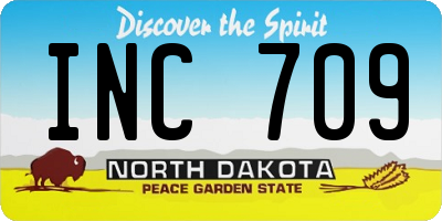 ND license plate INC709