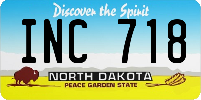 ND license plate INC718