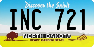 ND license plate INC721