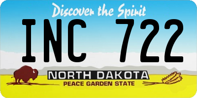 ND license plate INC722
