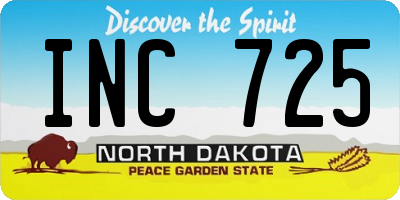 ND license plate INC725