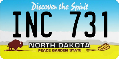 ND license plate INC731
