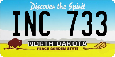 ND license plate INC733