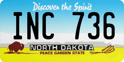 ND license plate INC736