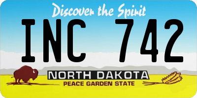 ND license plate INC742