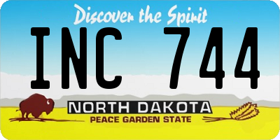 ND license plate INC744
