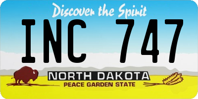ND license plate INC747
