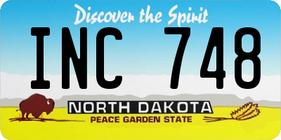 ND license plate INC748