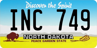 ND license plate INC749
