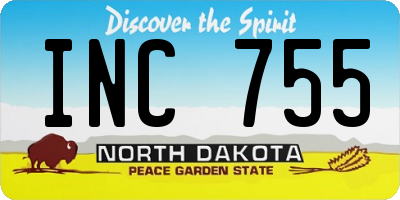 ND license plate INC755