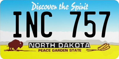 ND license plate INC757