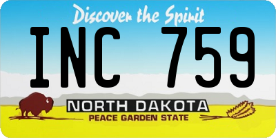 ND license plate INC759