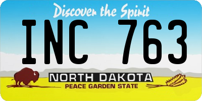 ND license plate INC763
