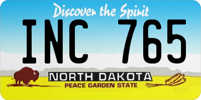 ND license plate INC765